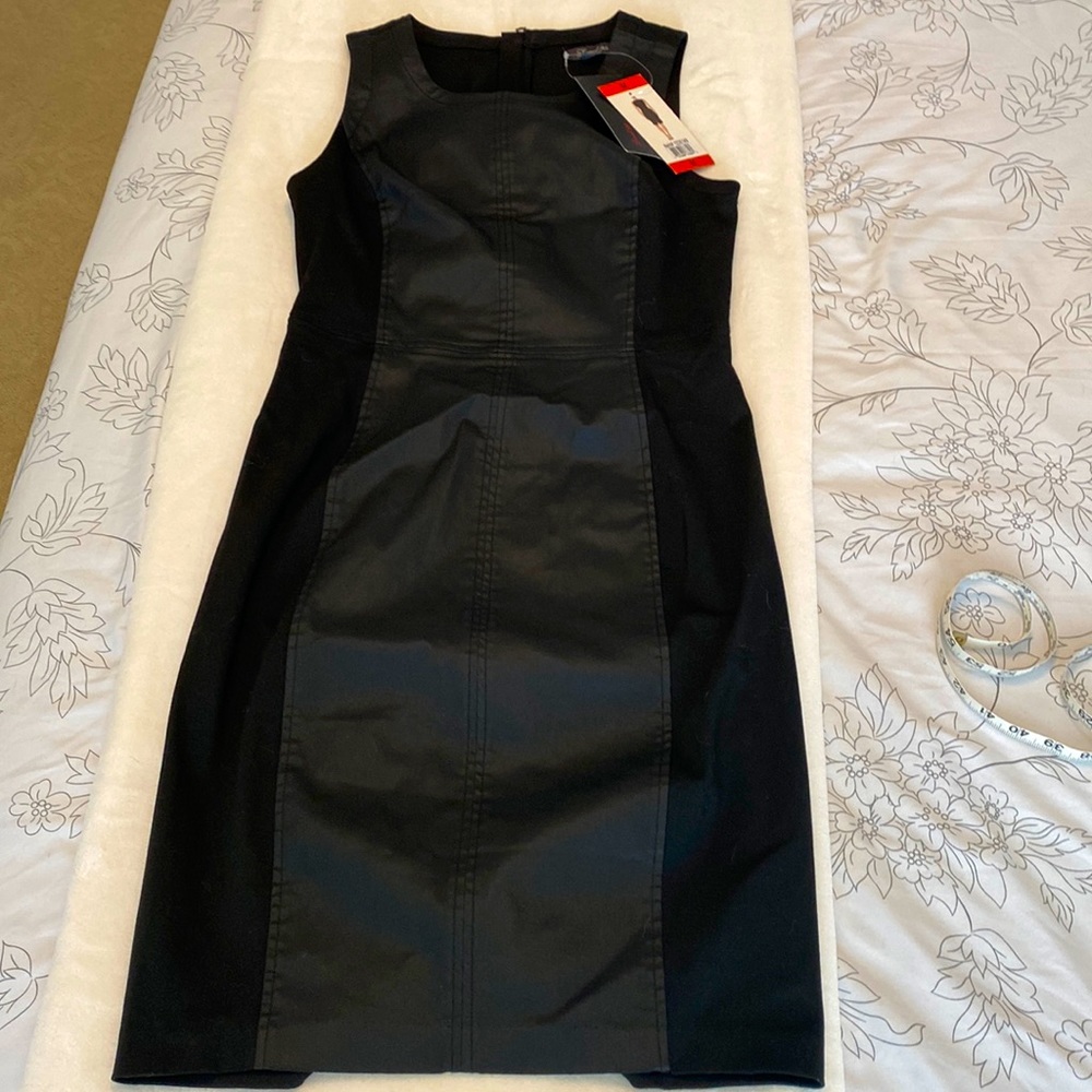 NWT Sz M black denim sheath dress